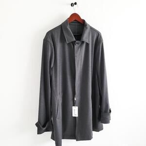 NEW Armani Collezioni Impermeable Twill Trench Coat Water Repellant Gray Mens 44